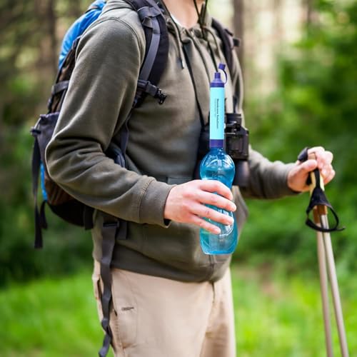 Membrane Solutions Water Filter Straw, 0.1 Micron Personal Water Filter Survival Portable Gear, NSF/ANSI 42&372&401 certificated, for Camping, Hiking, Travel, Emergency Preparedness, Blue, 1 Pack - Image 8