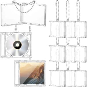 Misdary 10 Pcs Mini CD Jewel Cases Plastic CD Cases Clear DVD Case CD Album Keychain Music Blank Mini CD Case Pendant CD DVD Cover for DIY Keychain Backpack Hanging Decor Gifts