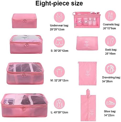 OSDUE Packing Cubes for Suitcase, 8PCS Travel Organiser Packing Bags, Travel Accessories Organizers Essentials, Clothes Shoes Cosmetics Toiletries Storage Bags - Image 2