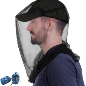 South To East Premium Midge Net for Head 2 Pack, Ultra Large & Long, Extra Fine Holes, Fly & Bug Protection Gear for Camping, Hiking, Fishing, Gardening, Safari, Fit All Hats for Men & Women