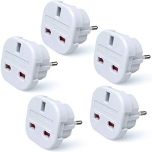 Gadgets Hut UK - 5 x UK to EU Europe European Travel Adapter suitable for France, Germany, Spain, Egypt, China - Refer to Product description for Country list