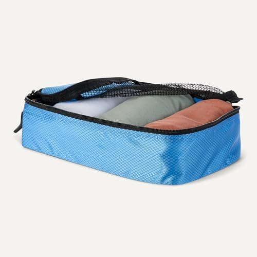 Amazon Essentials 4-Piece Packing Cubes Travel Accessories Set, Luggage Organiser with Double Zip, Mesh Top, Polyester, Small, Sky Blue (Previously Amazon Basics) - Image 3