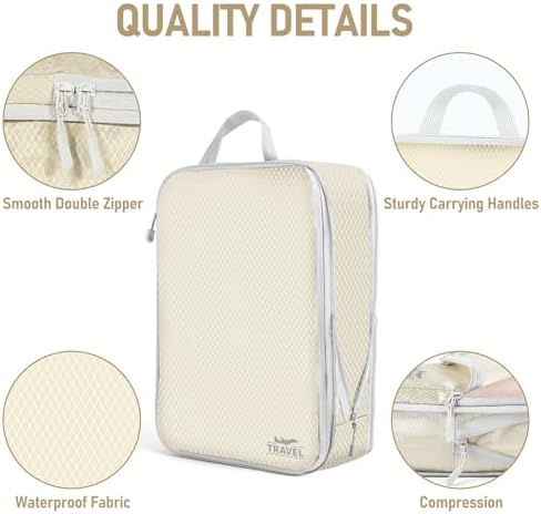 Compression Packing Cubes for Travel, Travel Essentials Luggage Organizer bags for Suitcase, Durable Compression Travel Packing Cubes for Carry on Backpack - Image 4