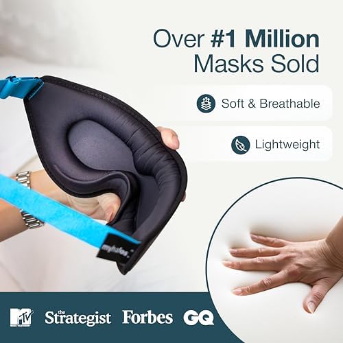 MyHalos® 100% Blackout Sleep Masks for Women & Men - Zero Eye Pressure Eye Mask for Sleeping -Our Halo Sleep Mask Includes a Storage Pouch- Black Eye Mask for Travel or Blindfold - Image 3