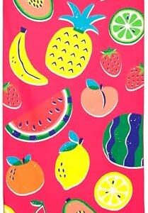 Puckator Summer Fruits Microfibre Beach Towel - Large Quick Drying Lightweight Thin Funny Mens Girls Beach Pool Holiday Towel Towels For Adults Womens - Vacation Accessories Essentials Family