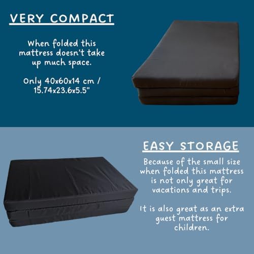 BabyDan Extra Thick Foldable Travel Cot Mattress, 60x120x4.5 cm, Black - Perfect for weekends and vacations - Image 7