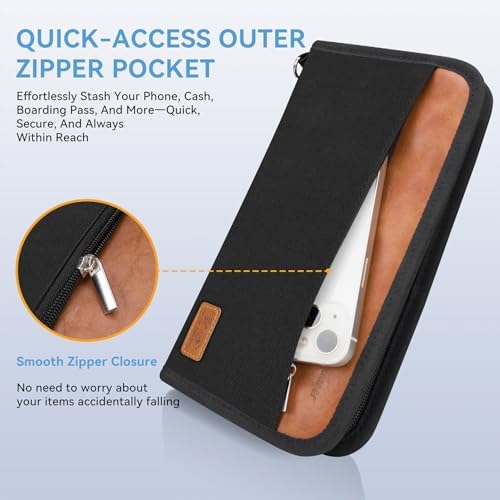 Travel Wallet, Family Passport Holder, RFID Blocking Travel Accessories Document Organiser for Tickets, Cards, Cash, Pen, Key, Waterproof Cover Holiday Essentials Case for Man & Woman - Image 7