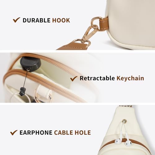 OSOCE Crossbody Bags for Women PU Shoulder Bag Small Sling Chest Bag Purses with Adjustable Guitar Strap Phone Cable Hole Fanny Pack Cross Body Bag with for Ladies Travel Shopping - Image 5