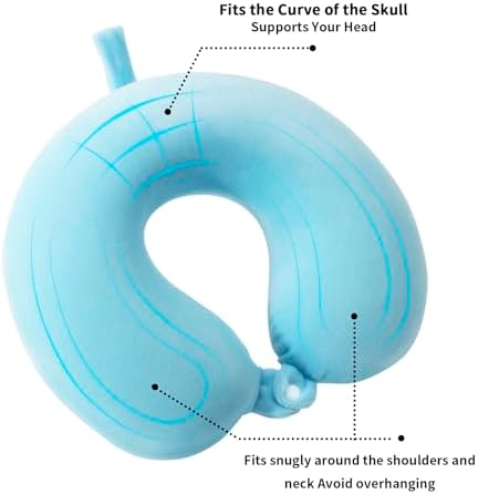 WENGX Travel Pillow Neck Pillow Memory Foam Travel Pillows Head Support Cushion for Airplane Train Car Office Travel Essential Flight Pillows for a Long Hauls Sleeping Rest (Pale Blue) - Image 5