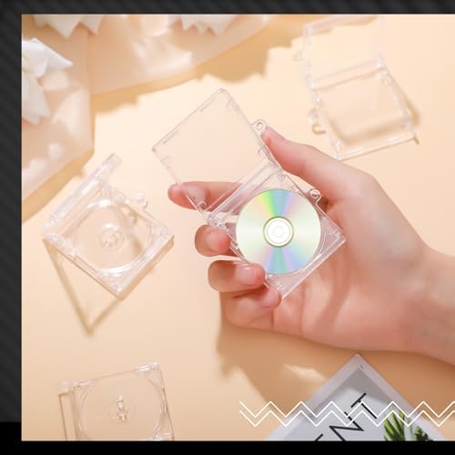 Misdary 10 Pcs Mini CD Jewel Cases Plastic CD Cases Clear DVD Case CD Album Keychain Music Blank Mini CD Case Pendant CD DVD Cover for DIY Keychain Backpack Hanging Decor Gifts - Image 4