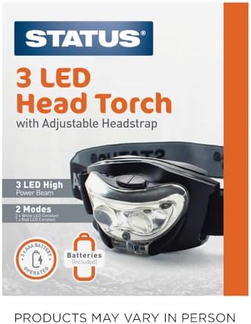 Status LED Head Lamp | Multi-Purpose Black Head Torch - Pack of 3-3xAAA Batteries (Included) | Running, Camping | Infrared and White Light | S3LEDHL1PKB6 | Infrared & White Light Modes, Adjustable Headlamp, For Running, Camping & Outdoor Use, 3xAAA Batteries Included, S3LEDHL1PKB6 - Image 7