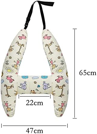 Kids Car Travel Pillow Car Seat Belt Cushion Head Neck Support Pillow Safety Strap Covers Adults Children Headrest for Car Travelling Sleeping Pillow, Beige - Image 3