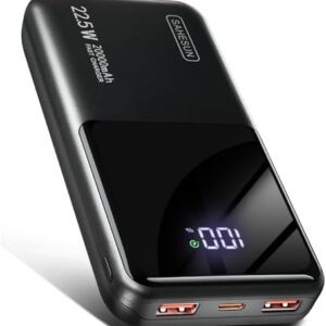 Portable Charger 20000mAh 22.5W Power Bank PD20W Fast Charging PD3.0 QC4.0 USB C Outputs & Inputs PowerBank With LCD Display For Smartphones, Smartwatches, Outdoor Equipment, etc.