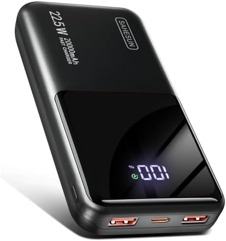 Portable Charger 20000mAh 22.5W Power Bank PD20W Fast Charging PD3.0 QC4.0 USB C Outputs & Inputs PowerBank With LCD Display For Smartphones, Smartwatches, Outdoor Equipment, etc.