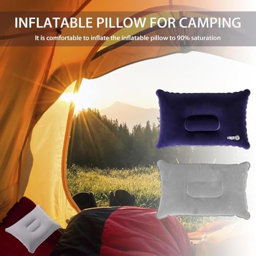 Inflatable Pillow, Ultralight Compressible Waterproof Soft Portable Cushion, Compact Blow Up Pillow for Camping, Hiking, Beach, Fishing & Office, 34 x 22 cm (Dark Blue+Grey) - Image 6