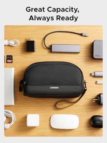 UGREEN Travel Tech Pouch, Cable Organiser Bag, Travel Essentials Organiser, Water Resistant, Internal Zipper Layers, Carry Storage Bag for Power Bank, Charger, Adapter, Cable, HDD, Daily Items(M) - Image 2