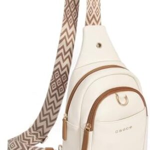 OSOCE Crossbody Bags for Women PU Shoulder Bag Small Sling Chest Bag Purses with Adjustable Guitar Strap Phone Cable Hole Fanny Pack Cross Body Bag with for Ladies Travel Shopping