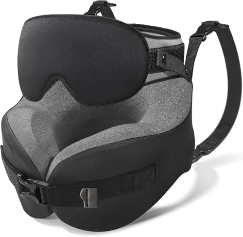 Umisleep Travel Pillow, Memory Foam Neck Pillow for Travel with 360°Support, Adjustable & Detachable for Airplane & Car, Ergonomic Neck Cushion for Adults with Eye Mask & Carry Bag, Black