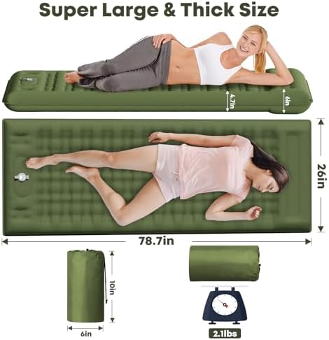 Camping Air Bed 12-15CM Extra Thick, Reinforced Support Structure with Built-in Foot Pump and Pillow Portable Camping Sleeping Mat Air Mattress for Tent Backpacking Hiking Travel - Image 5