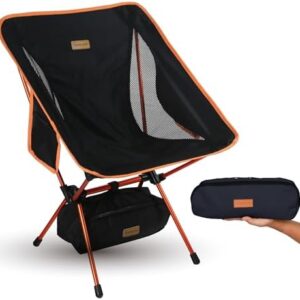 TREKOLOGY YIZI GO Camping Chair for Adult – Compact, Foldable, Lightweight 0.9 kg, 136 kg Capacity, Durable Aluminum, Quick Setup, Ideal for Backpacking, Beach, and Outdoor Adventures (Black)
