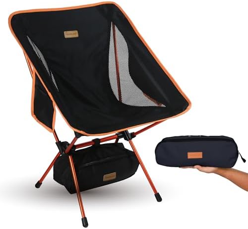 TREKOLOGY YIZI GO Camping Chair for Adult – Compact, Foldable, Lightweight 0.9 kg, 136 kg Capacity, Durable Aluminum, Quick Setup, Ideal for Backpacking, Beach, and Outdoor Adventures (Black)