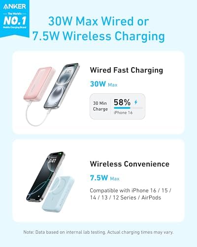 Anker Zolo Magnetic Power Bank, Compact 10,000mAh Wireless Portable Charger with 30W Max Fast Charging, Skin-Friendly and Durable Battery Pack, For iPhone 16/15/14 Series, AirPods, and More - Image 2