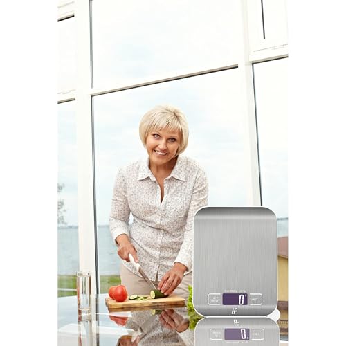 HomeFashion 5kg 1g 11lb Digital Kitchen Scales Food Scale with stainless steel Platform Electronic Cooking Backlit LCD Display Multifunction for Home and Office Use - Image 8