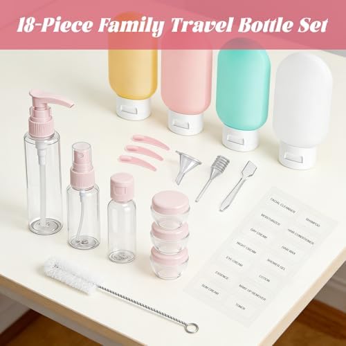 18 Pack Travel Bottle Set for Toiletries Travel Containers Leakproof Refillable Squeezable Travel Accessories for Skincare Lotion Shampoo - Image 7