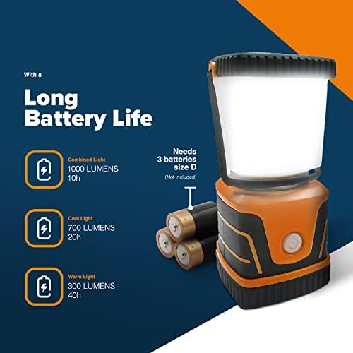Wyldness LED Camping Lantern β 1500 lm Camping Light Lamp, Up to 40 Hours Battery (D Size), Perfect Emergency Survival Kit Gear, Tough, Sturdy, Suited for Night Time Trips, Hiking, Camp - Orange - Image 5