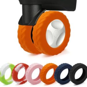 Luggage Wheel Covers, Anti Dust & Scratch, For 2-2.4" Wheels - Orange | Luggage Compartment Wheel Protection Cover 8-Pack, Noise Reducing Suitcase Wheel Protector, For Most Carry on/Travel Bags