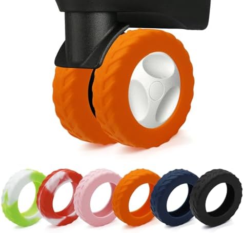 Luggage Wheel Covers, Anti Dust & Scratch, For 2-2.4" Wheels - Orange | Luggage Compartment Wheel Protection Cover 8-Pack, Noise Reducing Suitcase Wheel Protector, For Most Carry on/Travel Bags