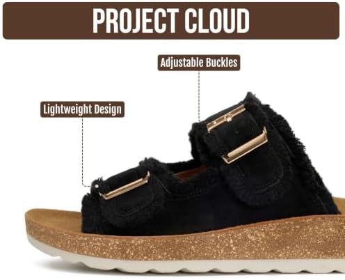 Project Cloud Comfortable Sandals Women - Lightweight with Plush & Soft Insole Buckle Womens Sandals - Non Slip and Durable Fashion Platform Frayed Sandal for Women 2026 (LIGHT) - Image 3