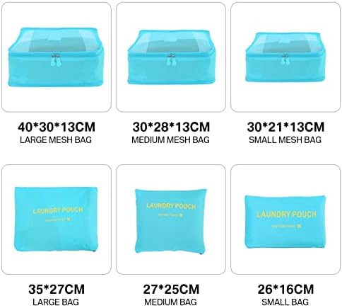 6PCS Packing Cubes for Travel Luggage Organiser Bag Compression Pouches Clothes Suitcase, Packing Organizers Storage Bags for Travel Accessories, Light Blue - Image 3