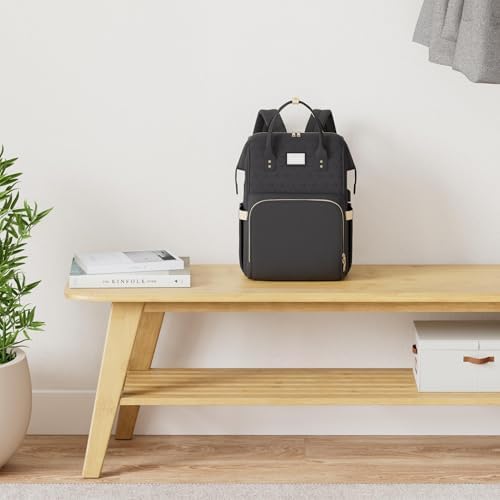 VSNOON Laptop Backpack for Women,15.6 Inch Stylish Laptop Rucksack Wide Open, Travel Backpack with USB Charging Port, Water Resistant Work Bag Computer Backpack for Women, Black - Image 2