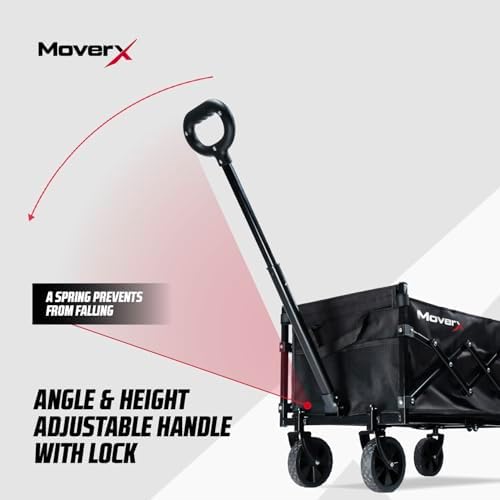 MoverX 70L Festival Trolley on Wheels, Folding Wagon, Portable Camping Cart, Collapsible Foldable Trolly for Beach Outdoor Garden Picnic Shopping Fishing, Adjustable Handle, Black - Image 8