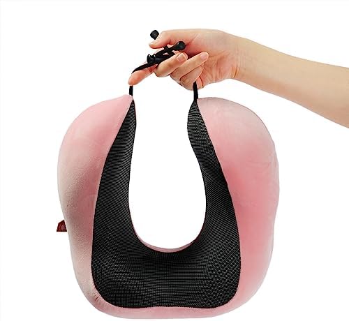 Memory Foam Travel Pillow, Neck Pillow with 360-Degree Head Support, Comfortable and Lightweight, Ideal for Sleeping on Airplane, Car, Train, Bus and Home Use, Comes with Storage Bag (Pink) - Image 6