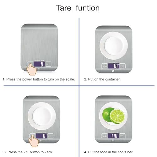 HomeFashion 5kg 1g 11lb Digital Kitchen Scales Food Scale with stainless steel Platform Electronic Cooking Backlit LCD Display Multifunction for Home and Office Use - Image 3