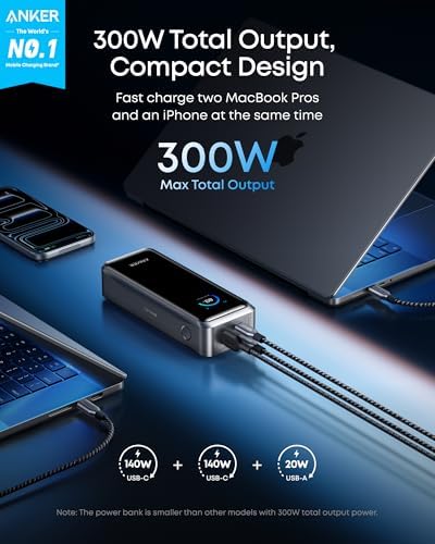 Anker Prime Power Bank, 26,250mAh 3-Port Portable Charger with 300W Max Output, Two-Way Charging, TSA-Approved, App Control, for iPhone 17/16 Series, and More (Base Not Included) - Image 2