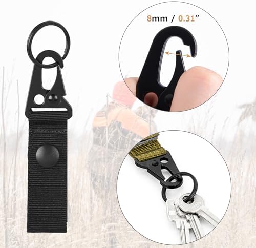 Azarxis Tactical Hanging Belt Webbing Carabiner Buckle Molle Strap Nylon Snap Hook Clip, Keychain Keyholder Ring Tactical Backpack Molle Clip for Climbing Hiking Outdoor - Image 3