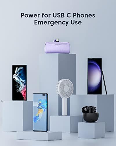 Kuulaa Portable Charger USB C Power Bank 4500mAh Small Portable Phone Charger Android Compact Plug in Battery Pack Portable Compatible with iPhone 15, Samsung Galaxy, Moto, LG, Pixel Purple - Image 7