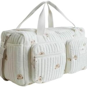 Diaper Bag Quilted Baby Large Capacity Weekender Travel For Hospital And Travel-bear