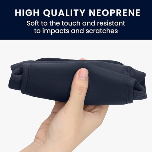 kwmobile Cable Organiser Bag - Soft Protective Neoprene Tech Pouch - 16 x 12 cm - Cable Travel Organiser Storage with 2 Interior Mesh Pockets - Dark Blue - Image 3