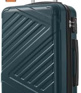SONGMICS Hard Shell Suitcase, ABS Luggage Trolley with TSA Lock, 4 Double Spinner Wheels, Travel Case with Strap, Cabin Suitcase 55 cm, Slate Teal RLP001C101