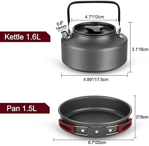 Odoland Camping Cookware Kit for 3-4 People Portable Stainless steel Cooking Set for Camping, Backpacking, Outdoor Cooking and Picnic - Image 4