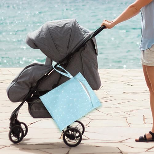 Wet Bag for Swimsuit Pool Travel Baby Cloth Diapers Dirty Yoga Gym Clothes Beach Bags Summer Gifts for Women Men Beach Vacation Essentials Dandelion Blue Waterproof Wet Dry Bag Travel Laundry Bags - Image 5
