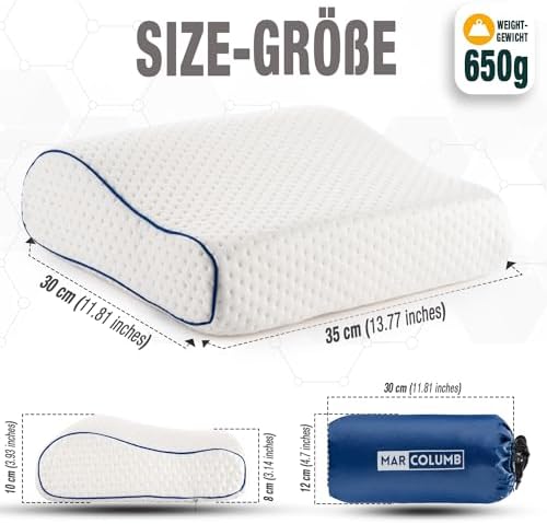 Travel & Camping Comfortable Memory Foam Pillow – Easy to Carry Portable Bag – Temperature Regulating Pillow Case - Perfect for Travelling (White Contour) - Image 4