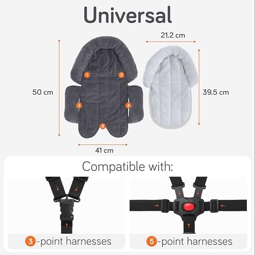 Baby Uma 2-in-1 Baby & Newborn Car Seat Insert (0-12 months) - Supersoft, Universal Newborn Insert for Car Seat, Machine-Washable Newborn Pram & Head Support - Image 6