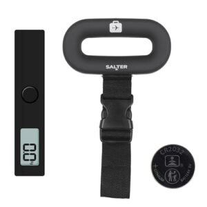 Salter Digital Luggage Scale, 40 Kg | Easy-grip handle, clip strap fastening, LCD digital display, compact portable design, battery included, 0.1 g increments
