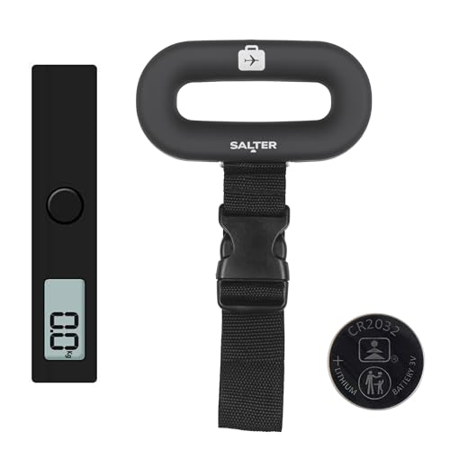 Salter Digital Luggage Scale, 40 Kg | Easy-grip handle, clip strap fastening, LCD digital display, compact portable design, battery included, 0.1 g increments
