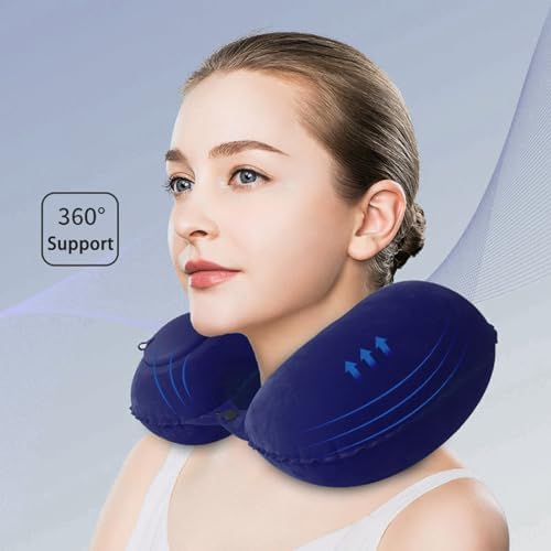 2 PCS Inflatable Neck Pillow for Travel, Compact Neck Support Pillows, Lightweight Inflatable Pillow for Adults Kids Airplane Travel Home and Office (Gray, Navy Blue) - Image 6